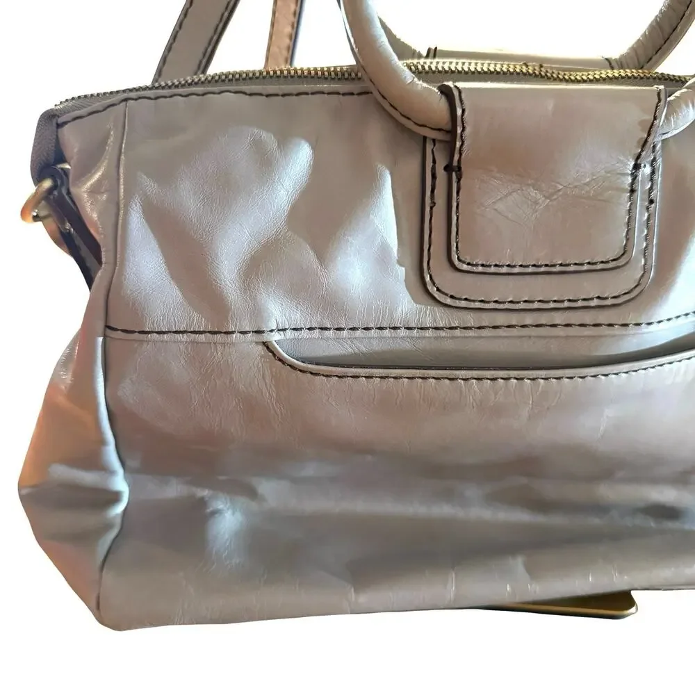 Hobo International Sheila Medium Satchel Handbag Light Gray Shoulder Bag Purse